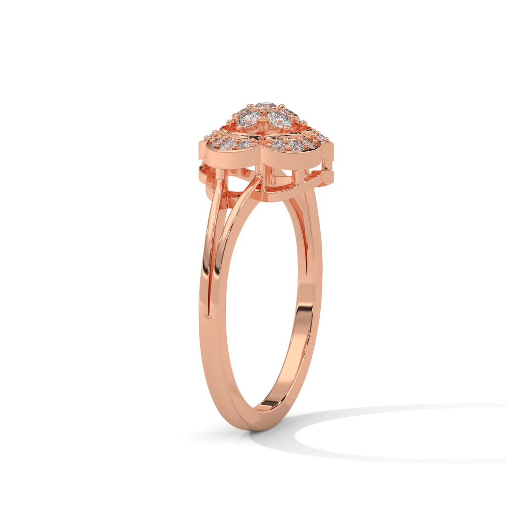 Rose Gold Floral Wheel Diamond Ring side view