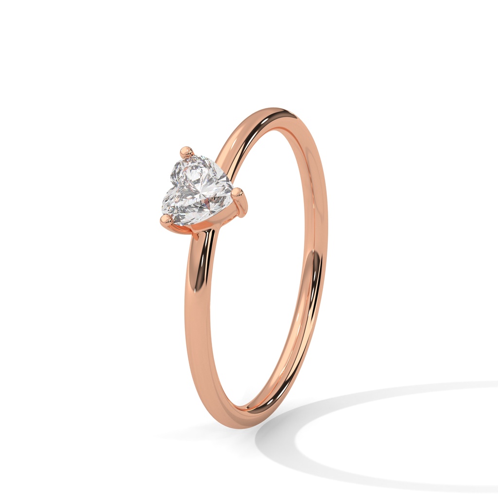 Rose Gold Minimalist Single Heart Ring Top Angle view