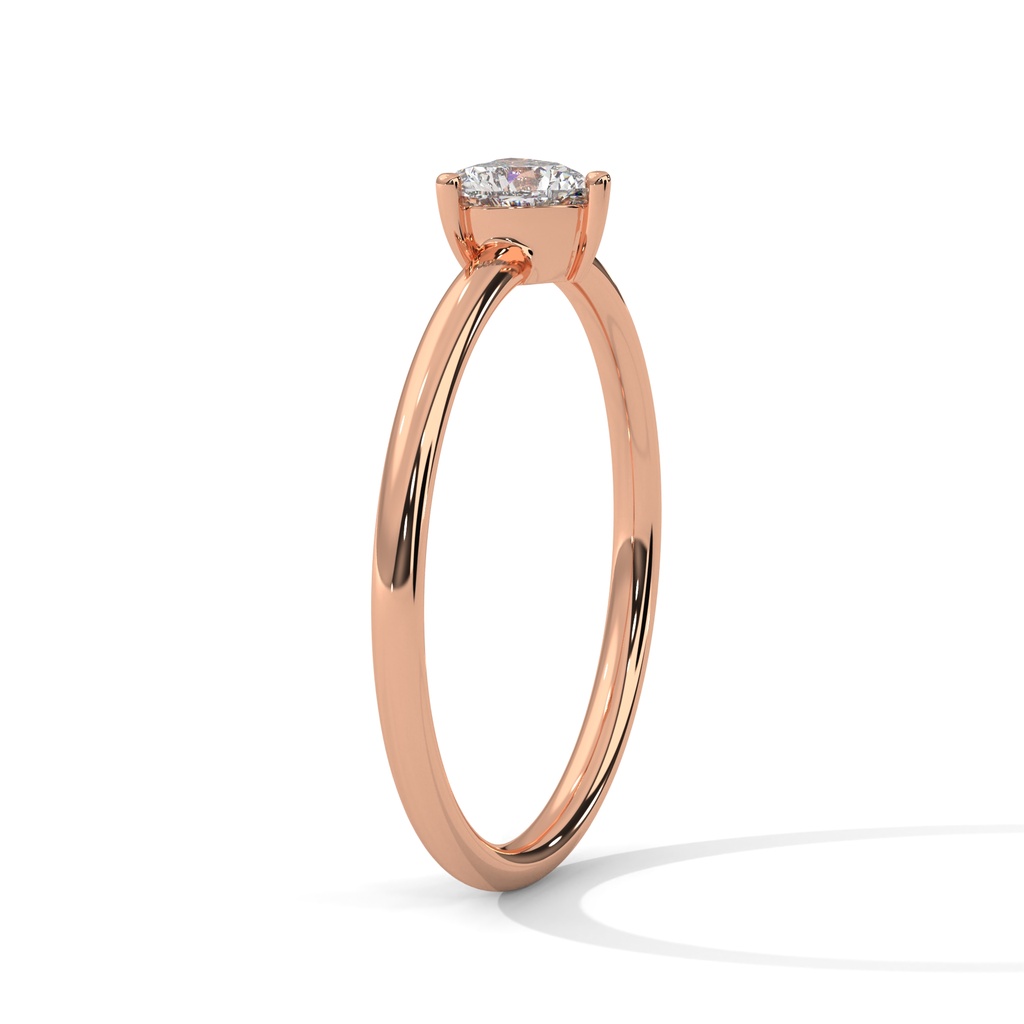 Rose Gold Minimalist Single Heart Ring Side View