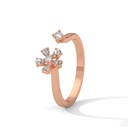 Rose Gold Open Cut Diamond Studded Floral Ring Top View