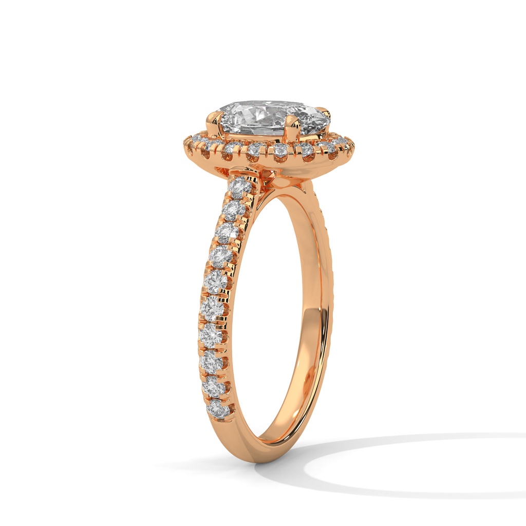 14k Rose Gold La Couronne Diamond RingHalo band diamond setting view