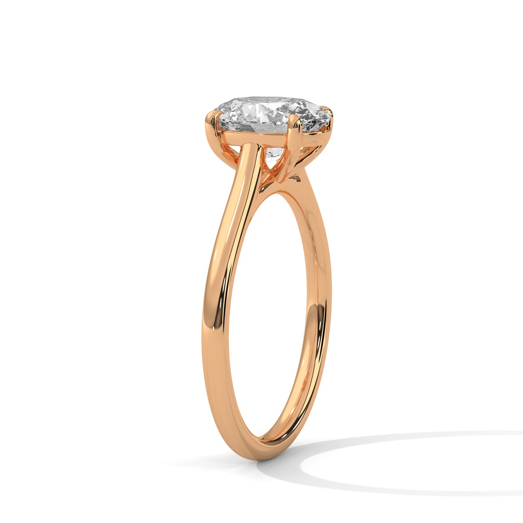 Oval Glimmer 14k Rose Gold Ring Top diamond setting view