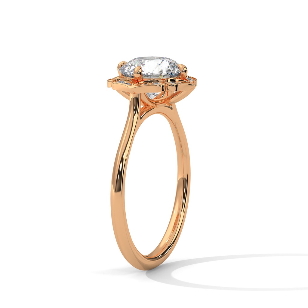 Rose Gold Eternal Lotus Diamond Ring Top Angle Diamond setting View