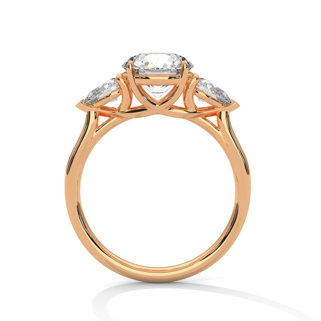 Sparkling Lotus Solitaire 14K Rose Gold Ring side Setting view
