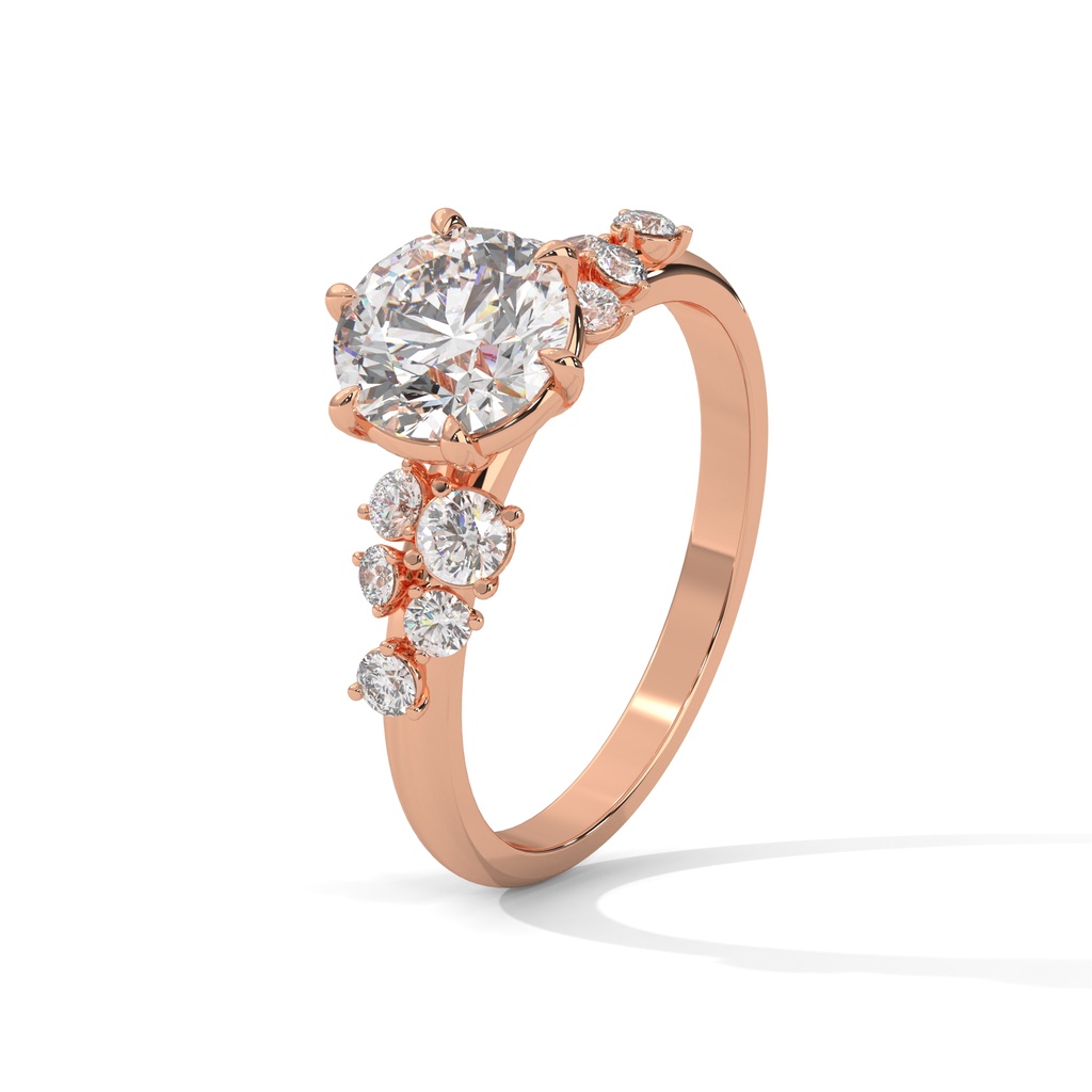 14k Rose Gold Mystical Crimson Diamond Ring Top Diamond View