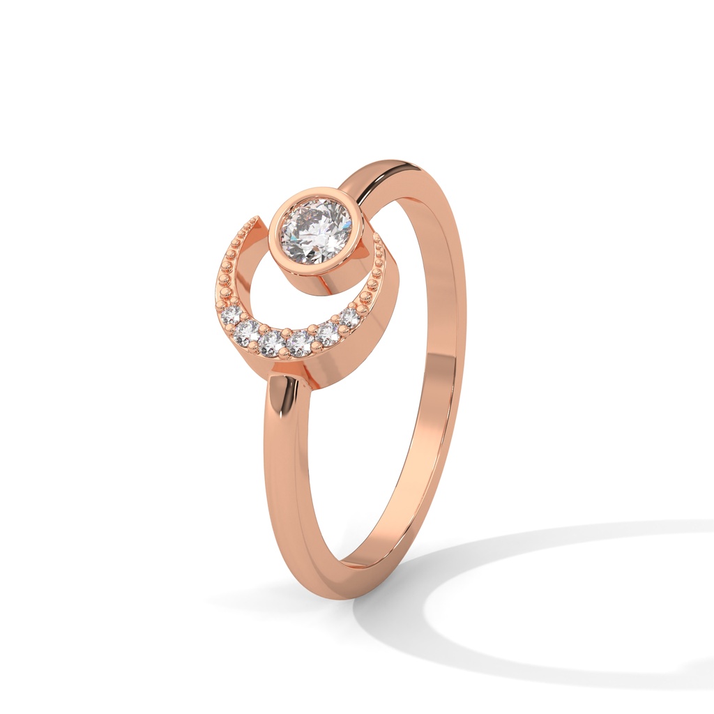 Rose Gold Sacred Luna Diamond Ring Top angle view