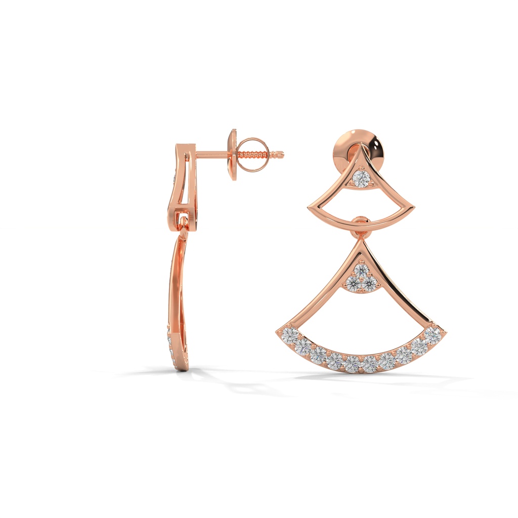 14K Rose Gold Giant Drepanon Diamond Earring side profile view showing the earring post