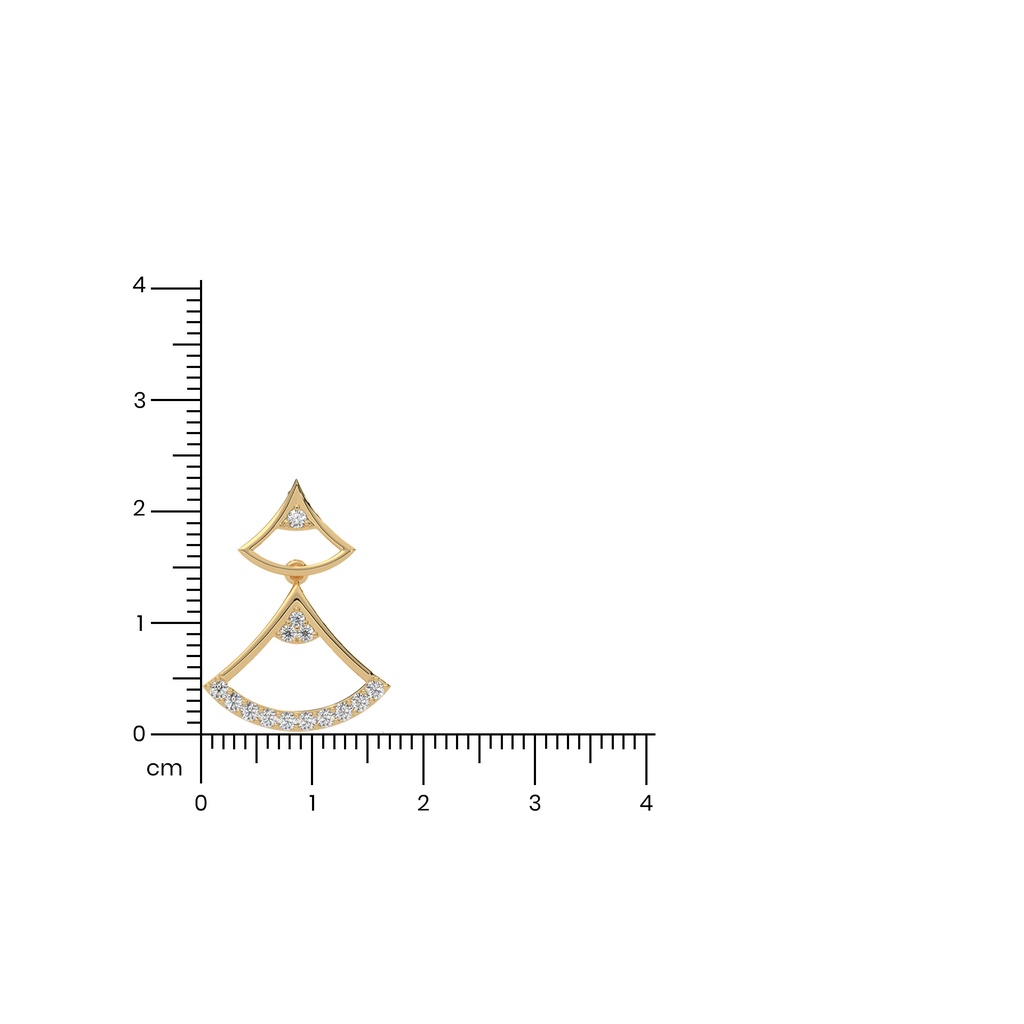 14K Rose Gold Giant Drepanon Diamond Earring shown against a scale for size reference