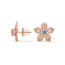 14K Rose Gold Snowflakes Diamond Studded Earring side profile view showing the earring post