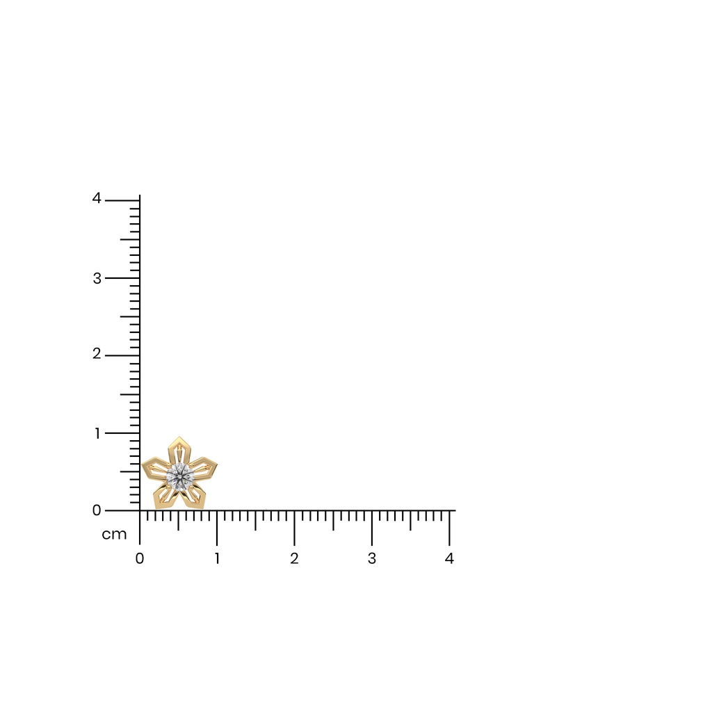 14K Rose Gold Snowflakes Diamond Studded Earring shown against a scale for size reference