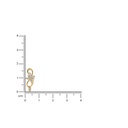 14K Rose Gold Leaf Motif Diamond Earring shown against a scale for size reference