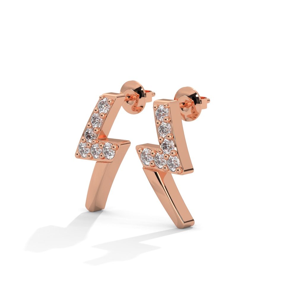 14K Rose Gold Storm Whisper Diamond Earrings Left Side Angle Look