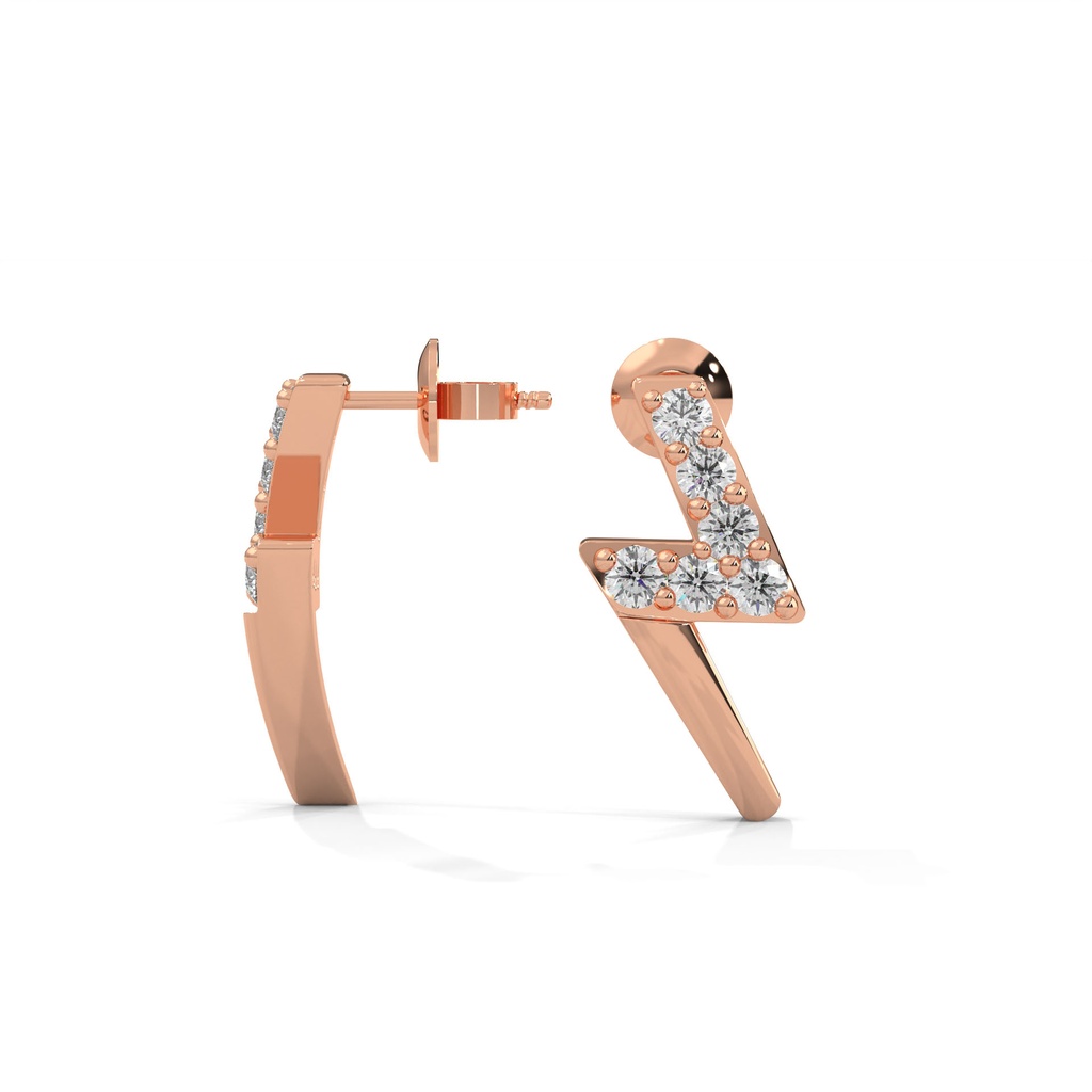 14K Rose Gold Storm Whisper Diamond Earrings Patch look