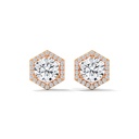 Hexagon Halo Round Diamond Earrings