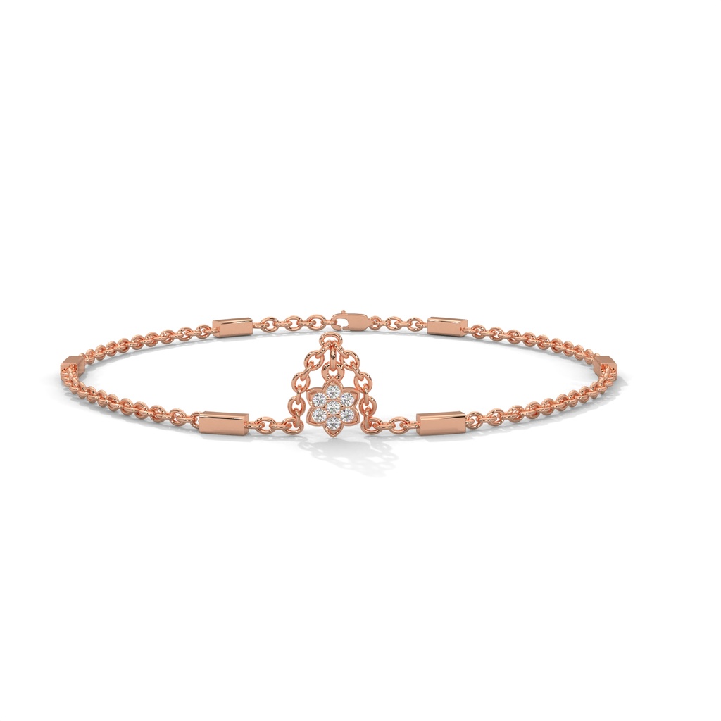 Floral Charm Rose Gold Bracelet