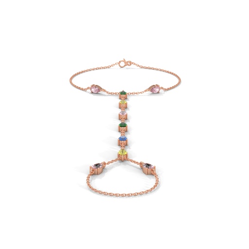 White Faux Color Stone Finger Ring Bracelet 